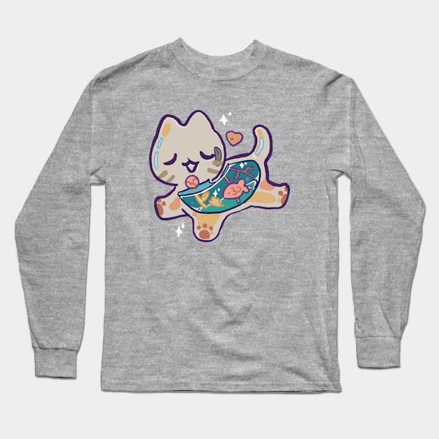 Fishbowl cat Long Sleeve T-Shirt by buzeebee